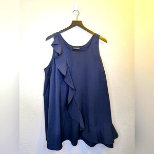 Lane Bryant Navy Ruffle Tank Top